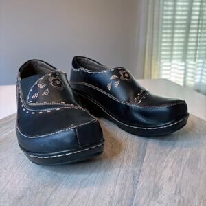 Spring Step L’Artiste Burbank Leather Slip On Clogs Black Women's EU 40 US 9.5